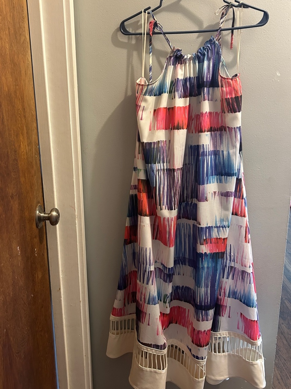 SB Glam White Multi-Color Brushstroke Sundress